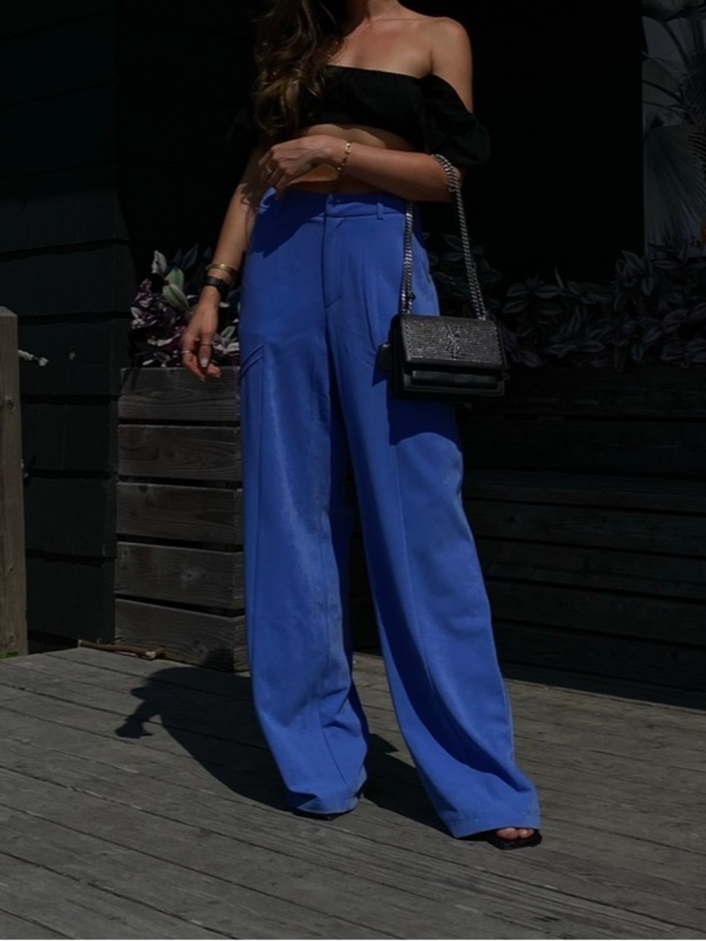 4th+Reckless High-Waist Wide Leg Pants in Lavender Blue